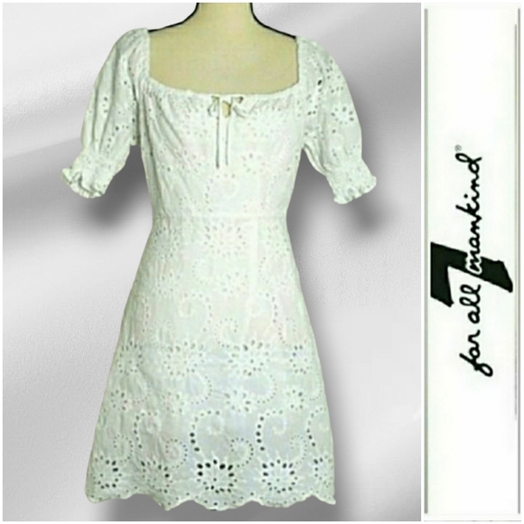 7 for All Mankind | White Eyelet Mini Dress size Medium - Picture 1 of 7